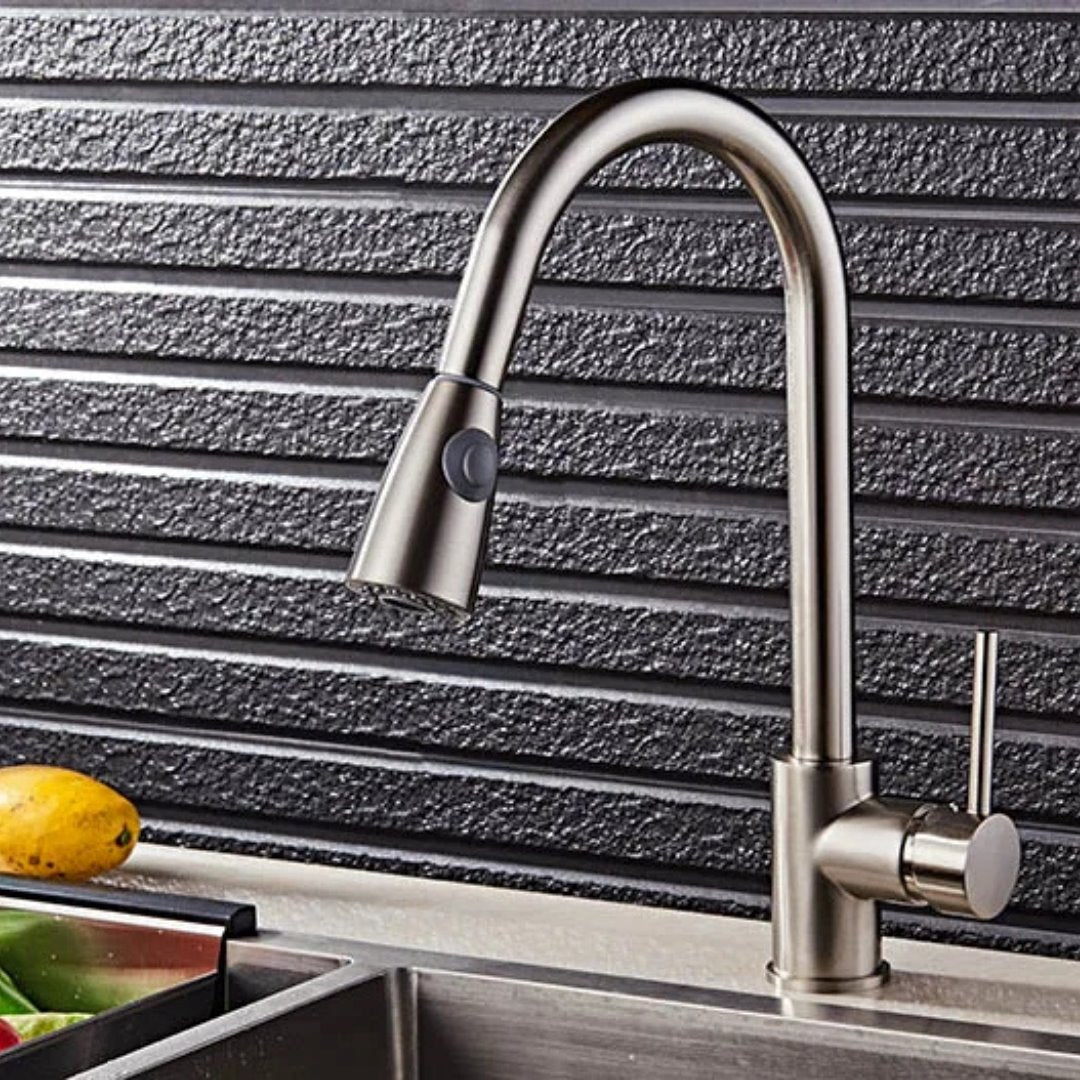 Torneira Gourmet Flexível com Misturador Monocomando Aço Escovado Cozinha e Área Gourmet056 Vitrine das Torneiras