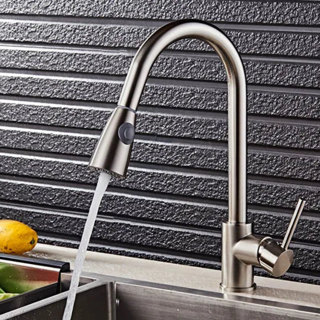 Torneira Gourmet Flexível com Misturador Monocomando Aço Escovado Cozinha e Área Gourmet056 Vitrine das Torneiras