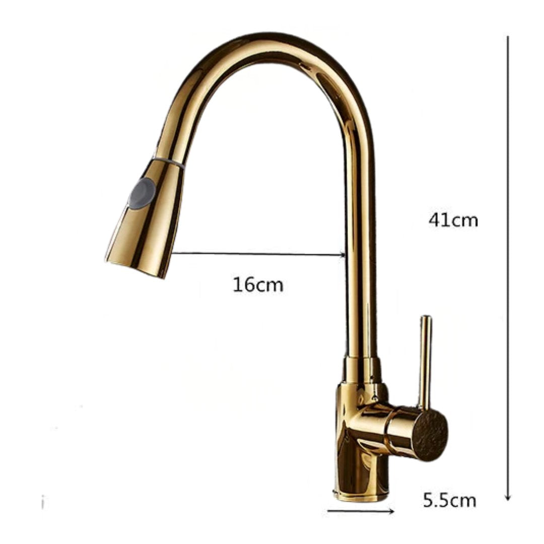 Torneira Gourmet Flexível com Misturador Monocomando Dourada Cozinha e Área Gourmet054 Vitrine das Torneiras