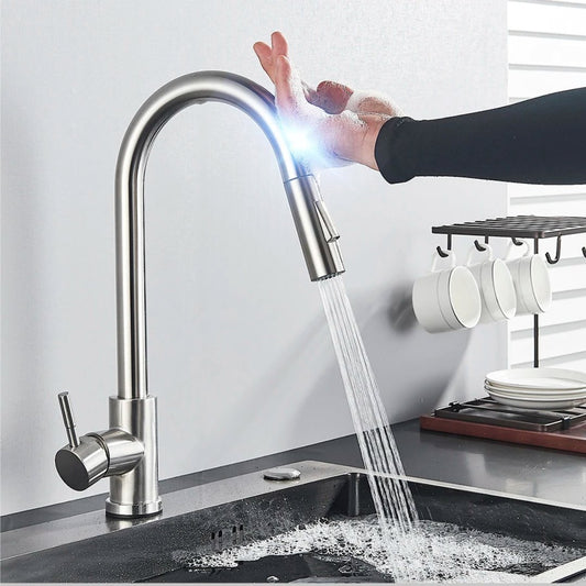 Torneira Inteligente Retrátil VertiTouch Cozinha005 Vitrine das Torneiras Aço Escovado