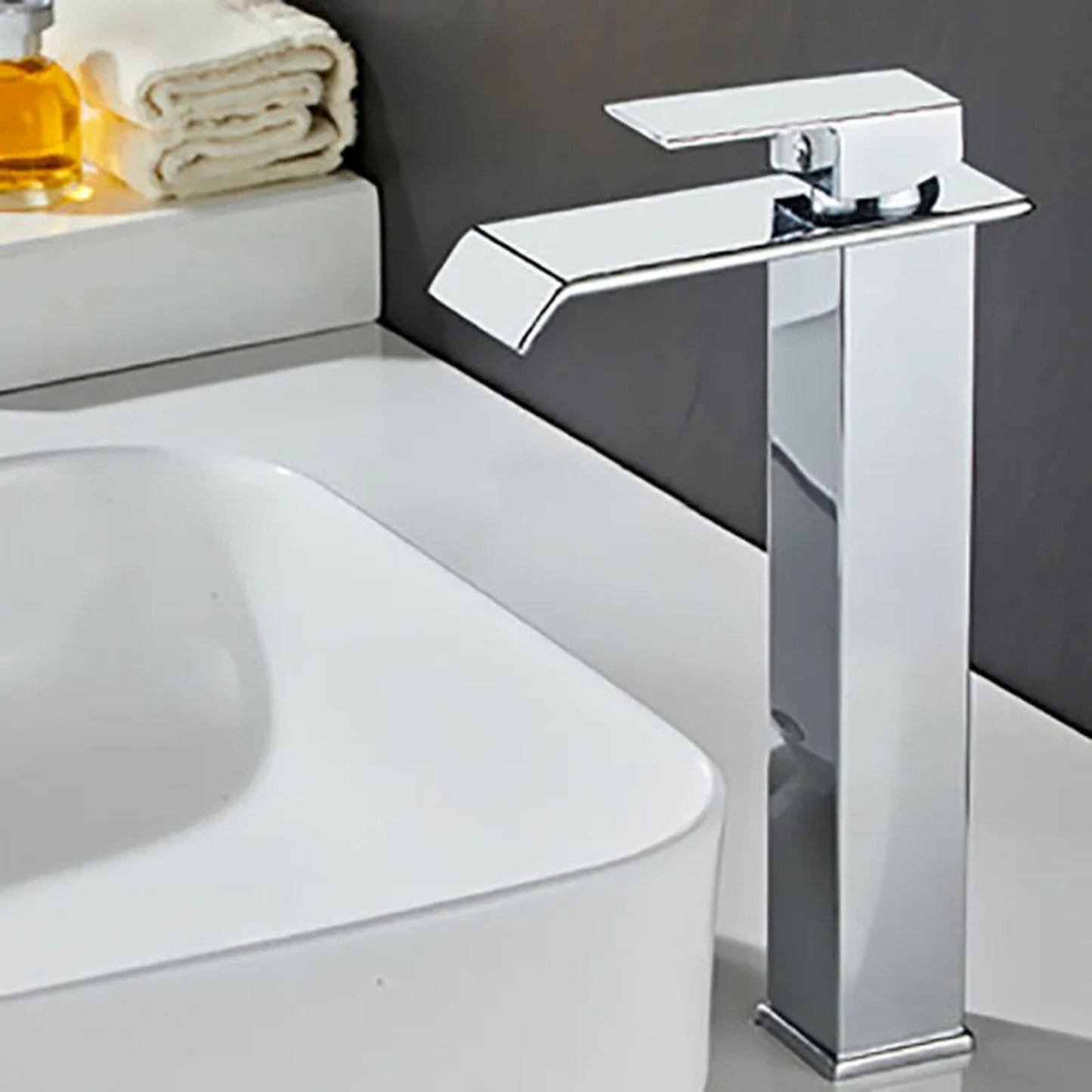 Torneira Luxo Monocomando Estilo Cascata para Banheiro Cromada Banheiros e Lavabos056 Vitrine das Torneiras