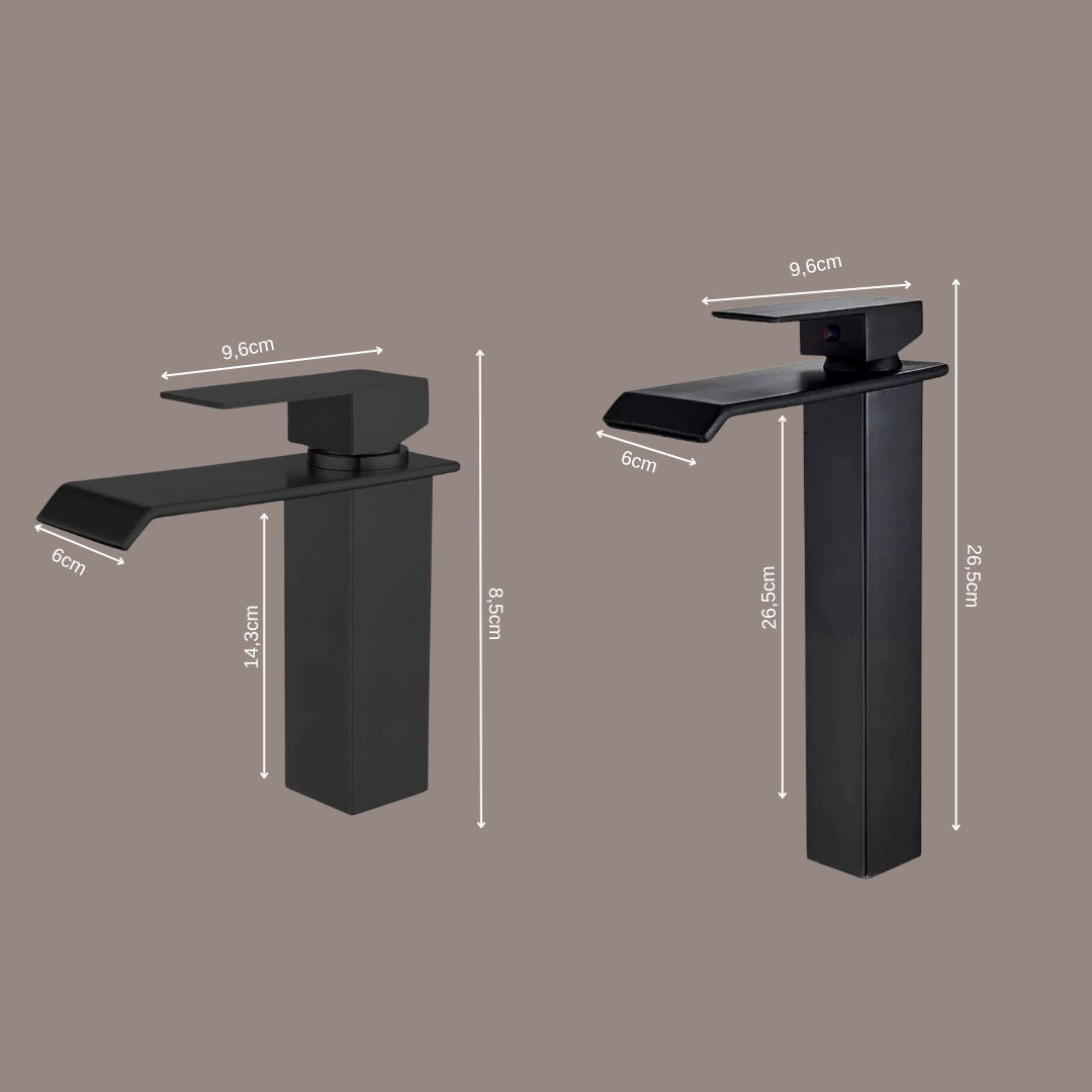 Torneira Luxo Monocomando Estilo Cascata para Banheiro Preta Banheiros e Lavabos061 Vitrine das Torneiras