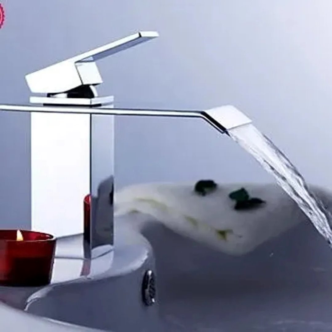 Torneira Misturador Cascata Monocomando Quadrada de Luxo Banheiro007 Vitrine das Torneiras