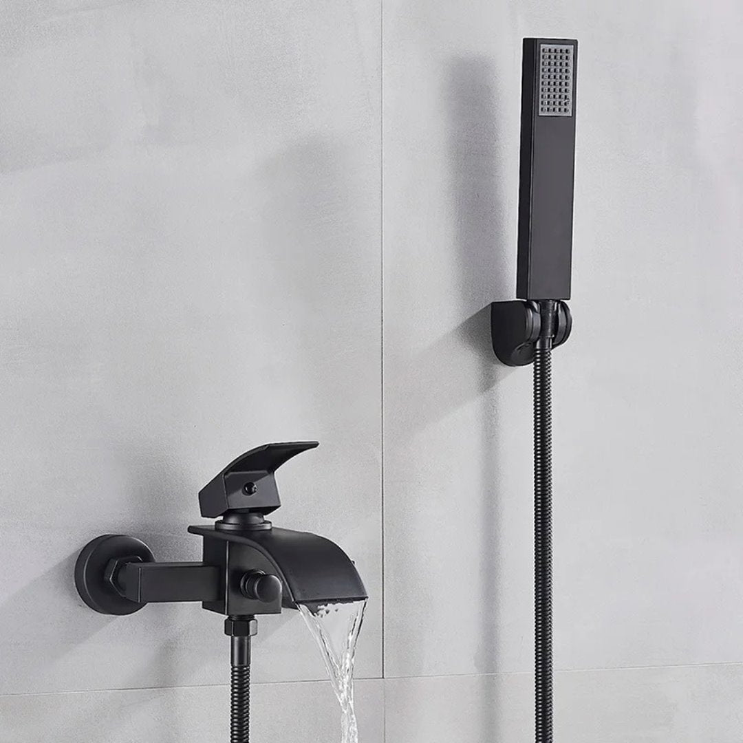 Torneira Monocomando Cascata para Banheiro com Ducha - Preta Banheiros e Lavabos075 Vitrine das Torneiras
