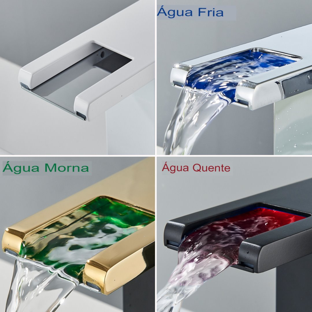Torneira Monocomando de Banheiro com Válvula Cerâmica e LED - Economia de Água Banheiro004 Vitrine das Torneiras