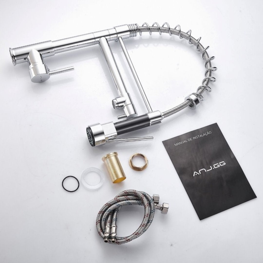 Torneira Monocomando Gourmet com Spray Extensor - Elegance Plus Prata Cozinha006 Vitrine das Torneiras