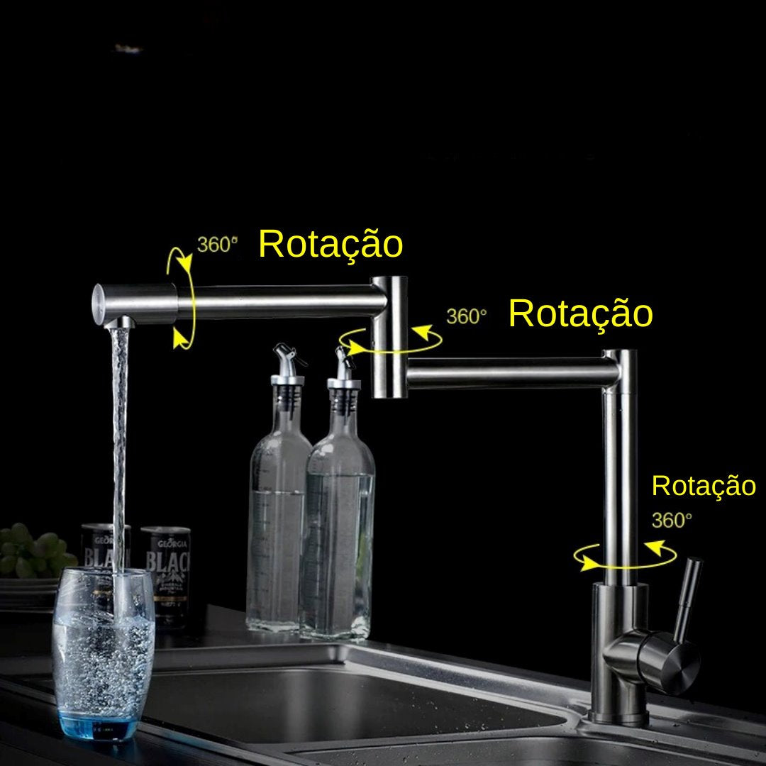 Torneira Monocomando Inox Água Quente Fria Cozinha e Área Gourmet037 Vitrine das Torneiras