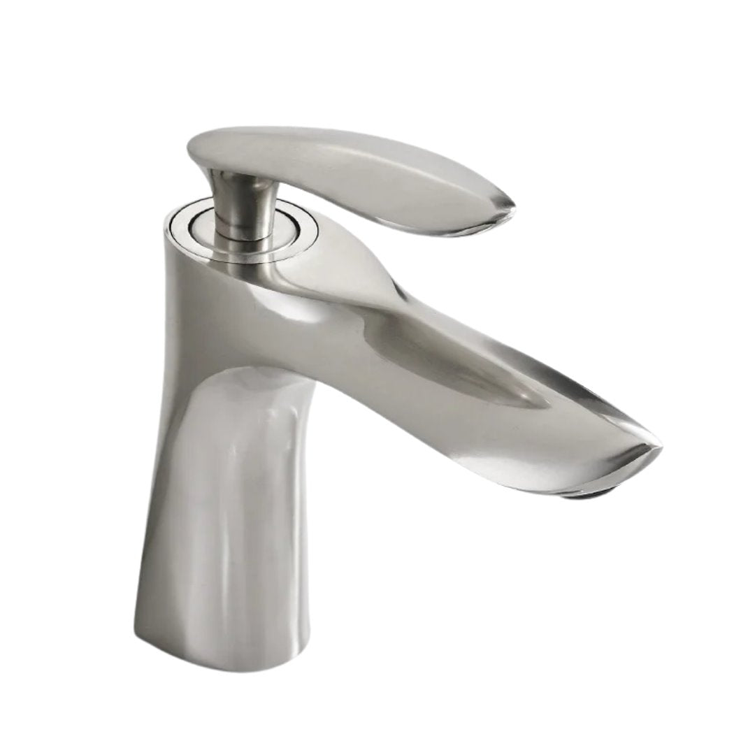Torneira Monocomando Luxo Para Banheiro com Cascata 220V Aço Escovado Banheiros e Lavabos090 Vitrine das Torneiras