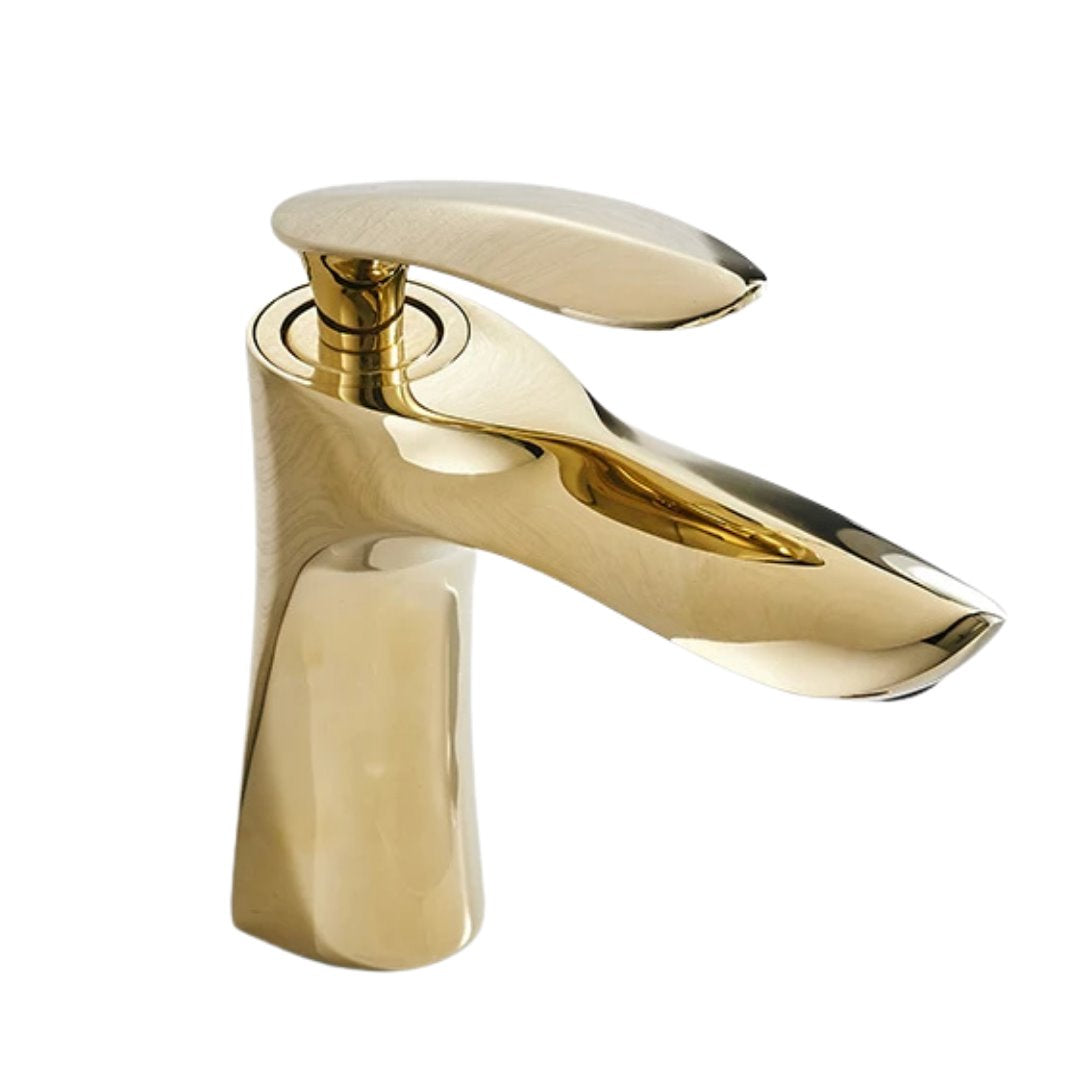 Torneira Monocomando Luxo Para Banheiro com Cascata 220V Dourada Banheiros e Lavabos091 Vitrine das Torneiras