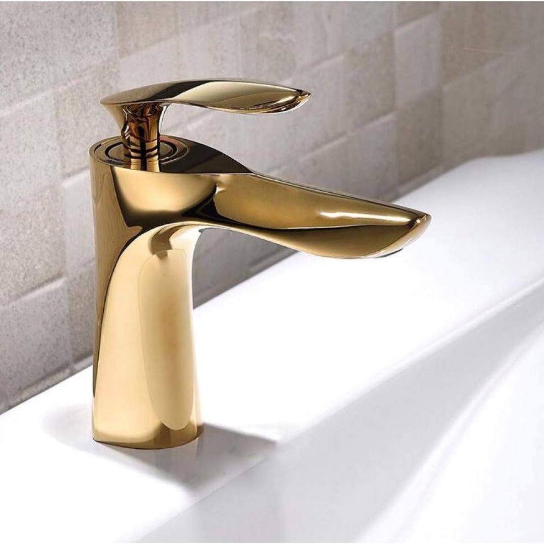 Torneira Monocomando Luxo Para Banheiro com Cascata 220V Dourada Banheiros e Lavabos091 Vitrine das Torneiras