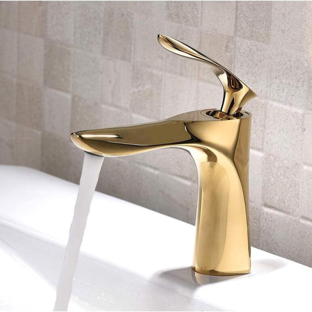 Torneira Monocomando Luxo Para Banheiro com Cascata 220V Dourada Banheiros e Lavabos091 Vitrine das Torneiras