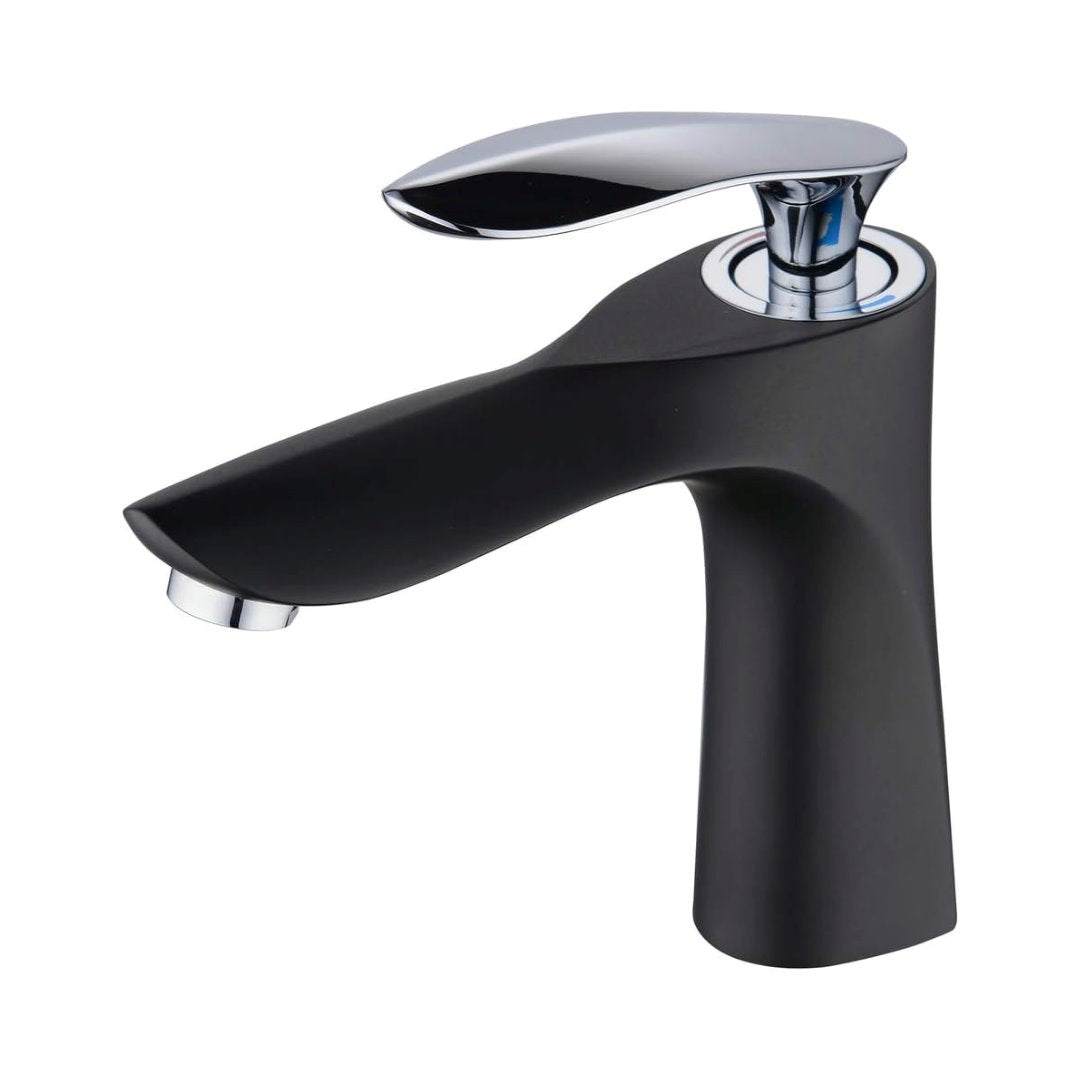 Torneira Monocomando Luxo Para Banheiro com Cascata 220V Preto com Cromado Banheiros e Lavabos096 Vitrine das Torneiras
