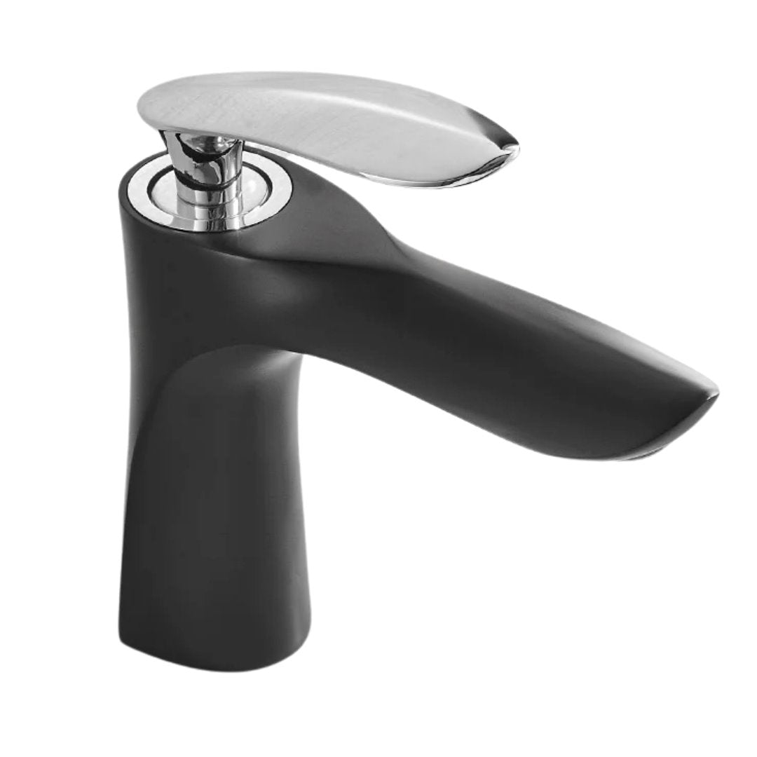 Torneira Monocomando Luxo Para Banheiro com Cascata 220V Preto com Cromado Banheiros e Lavabos096 Vitrine das Torneiras