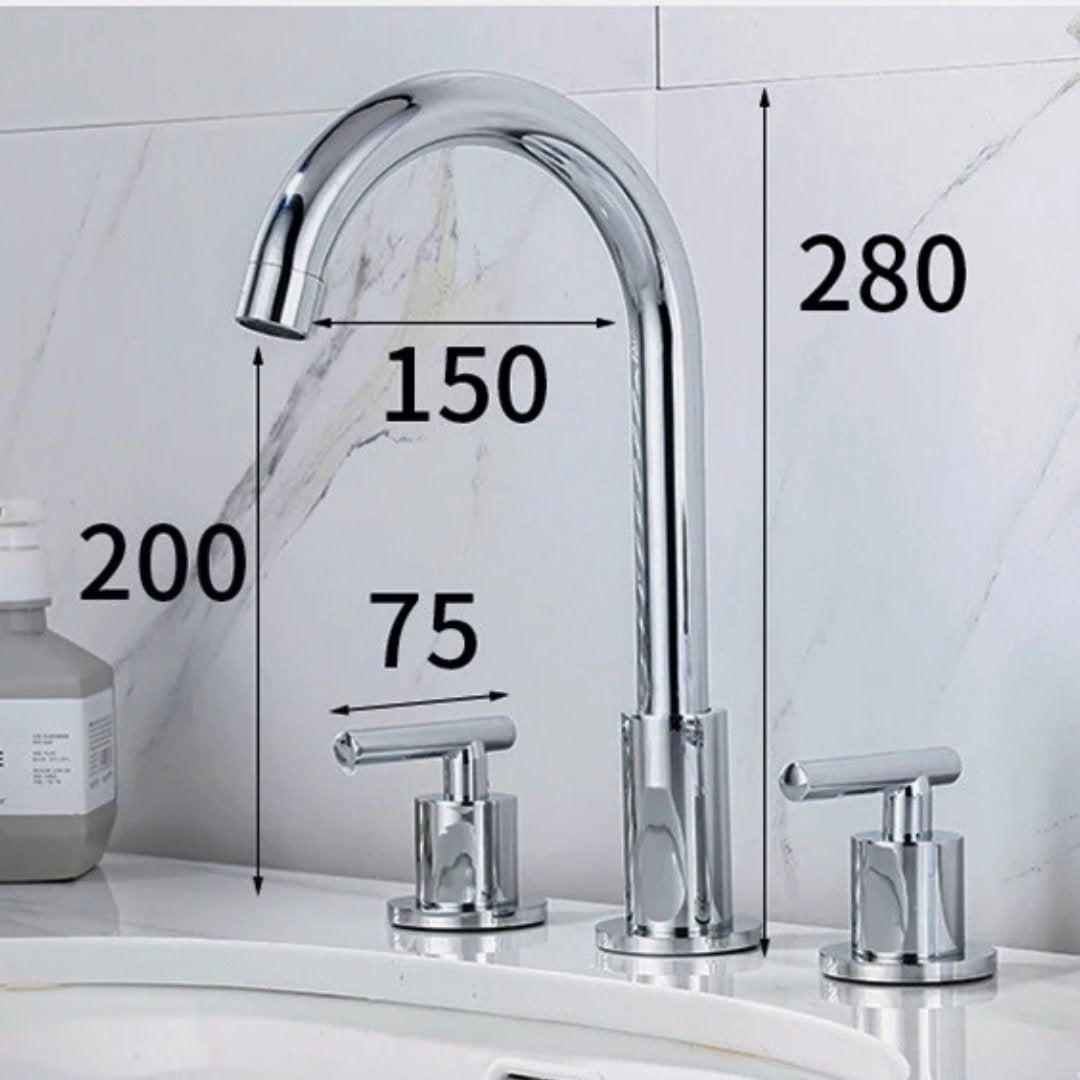 Torneira para Lavatório Curva Tripla Luxo Banheiro027 Vitrine das Torneiras