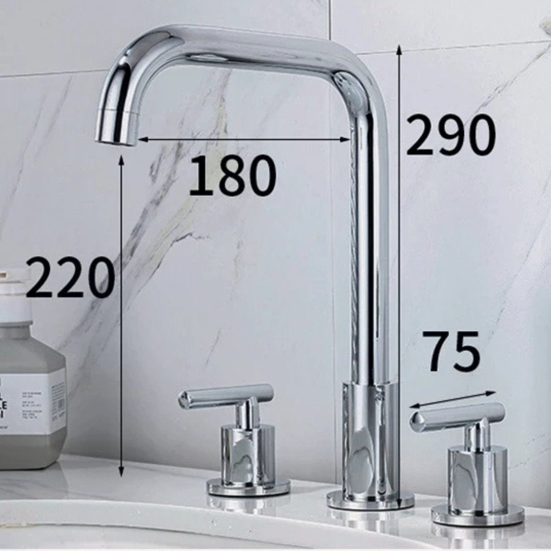 Torneira para Lavatório Reta Tripla Luxo Banheiro044 Vitrine das Torneiras
