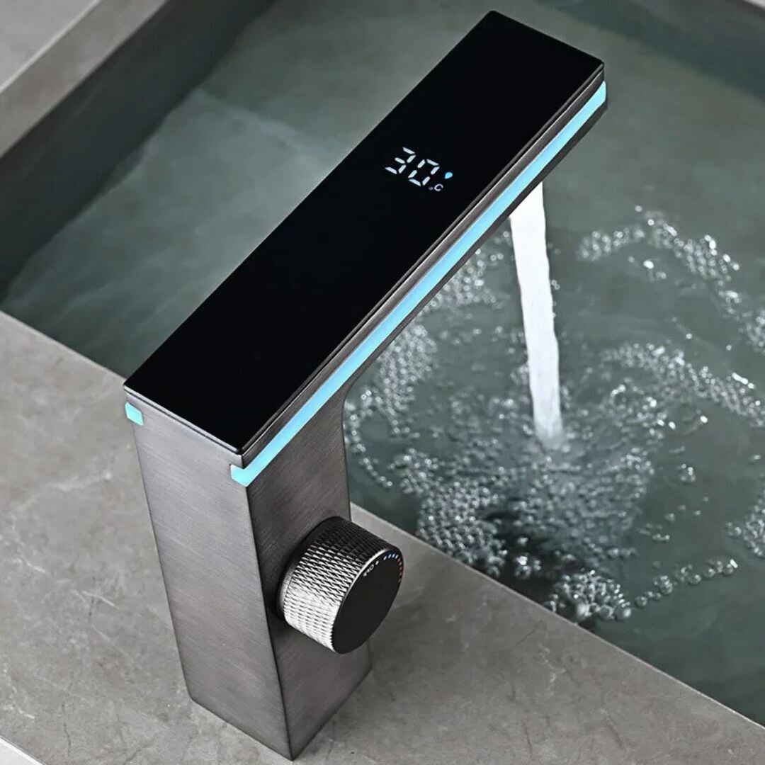 Torneira SmartLED BrassMix - Lavatório com Exibição Digital e Iluminação LED Banheiro025 Vitrine das Torneiras