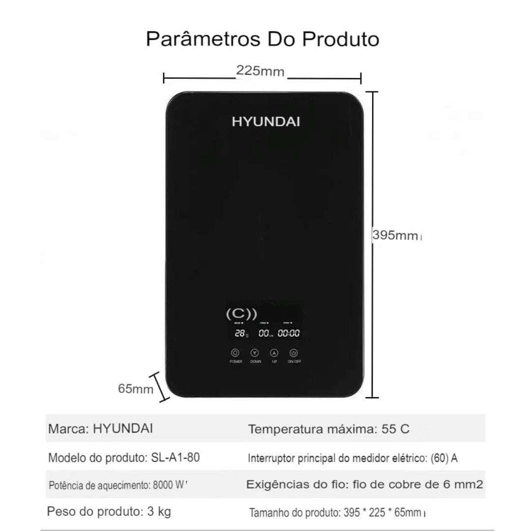 Aquecedor Elétrico Inteligente Instantâneo PowerHeat 8000W - Controle Touch com 3 Velocidades e Eficiência IPX4 Acessório005 Vitrine das Torneiras 