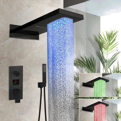 Chuveiro Termostático Digital Com 3 Saídas em Latão Preto Banheiros e Lavabos141 Vitrine das Torneiras Chuveiro LED 