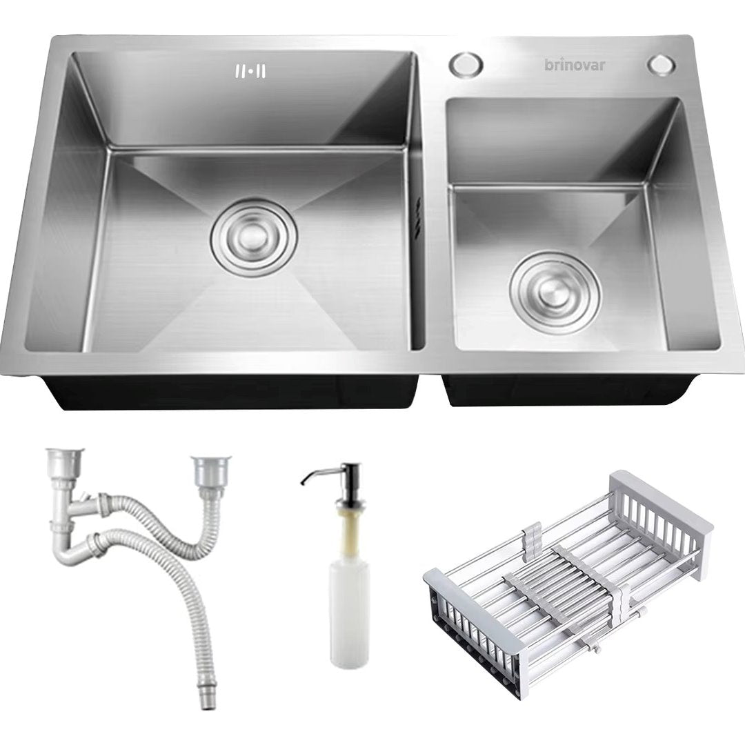 Cuba Dupla Gourmet de Embutir ou Sobrepor Inox Prata Cubas e Acessórios Cozinha013 Vitrine das Torneiras 