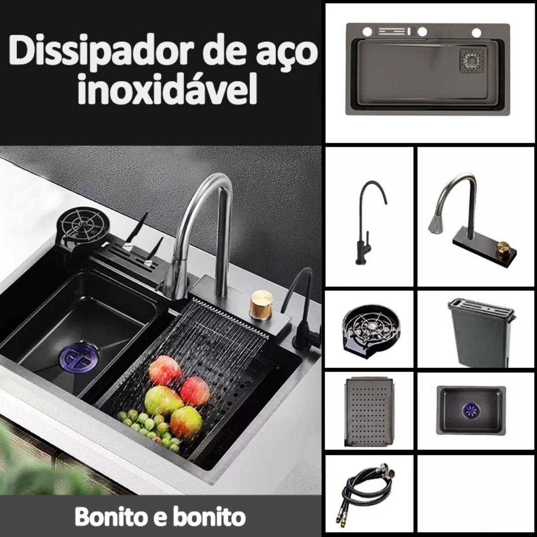 Cuba Dupla Inox Premium NewConcept 75cm Cubas e Acessórios Cozinha004 Vitrine das Torneiras 