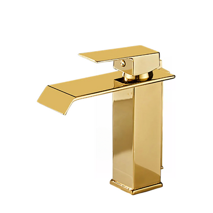 Torneira Luxo Monocomando Estilo Cascata para Banheiro Dourada