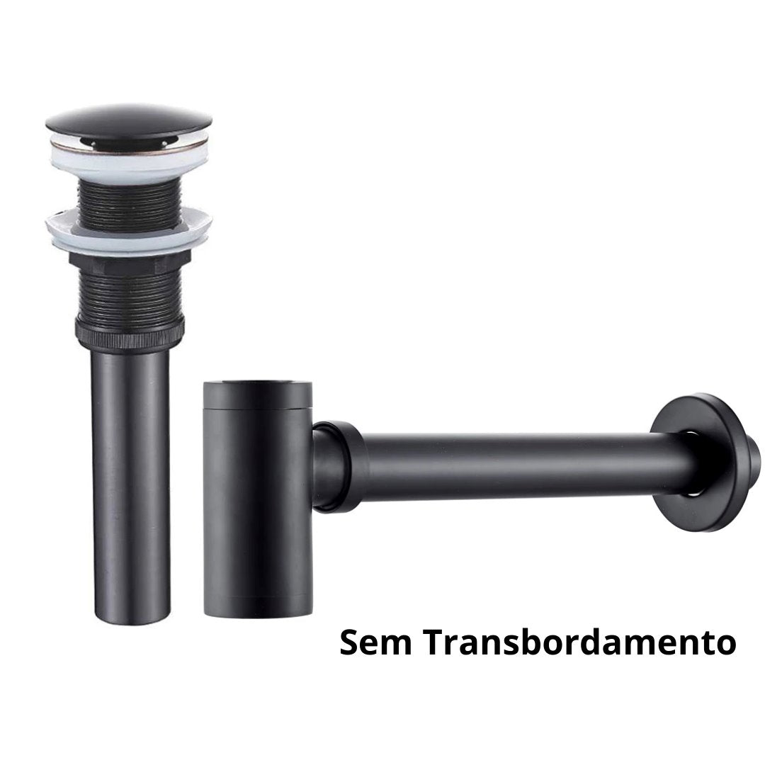 Drenagem Elegante para Pia - Armadilha em Latão com Pop Up Drain Acessório026 Vitrine das Torneiras Sem Transbordamento Preto 