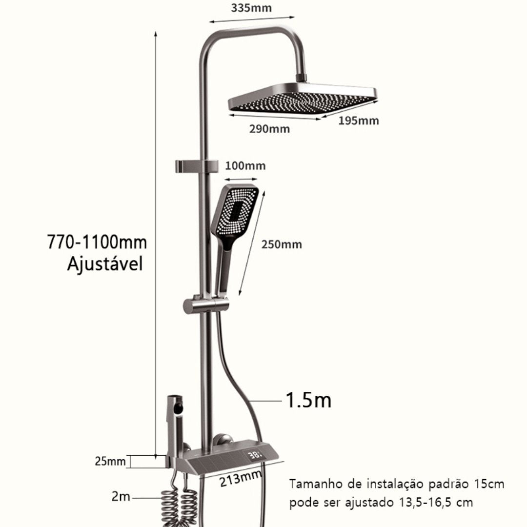 Kit de Chuveiro LED Hidrelétrico Multifuncional Ducha001 Vitrine das Torneiras 