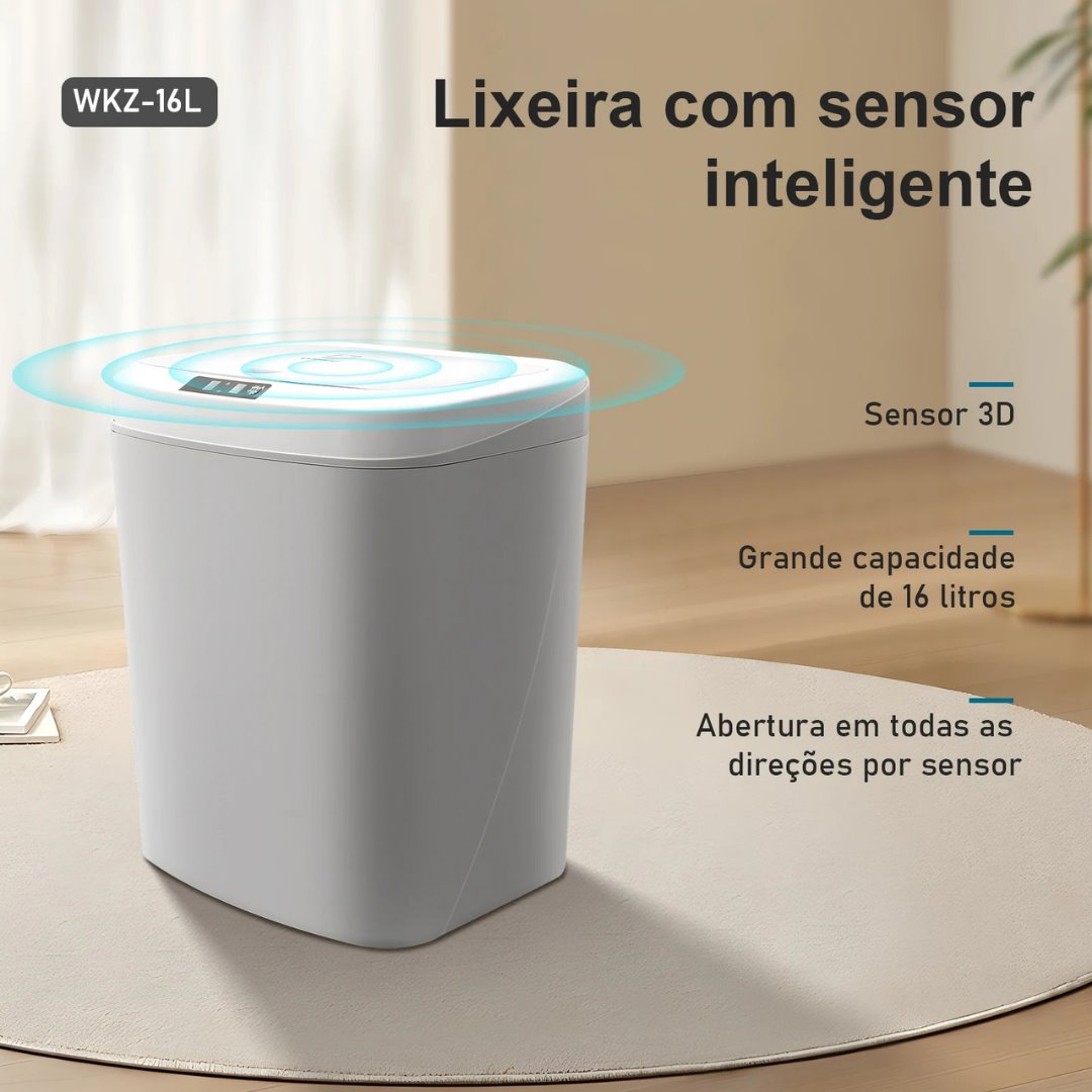 Lixeira Automática Higiênica Silenciosa de 16L Acessórios Banheiro052 Vitrine das Torneiras 