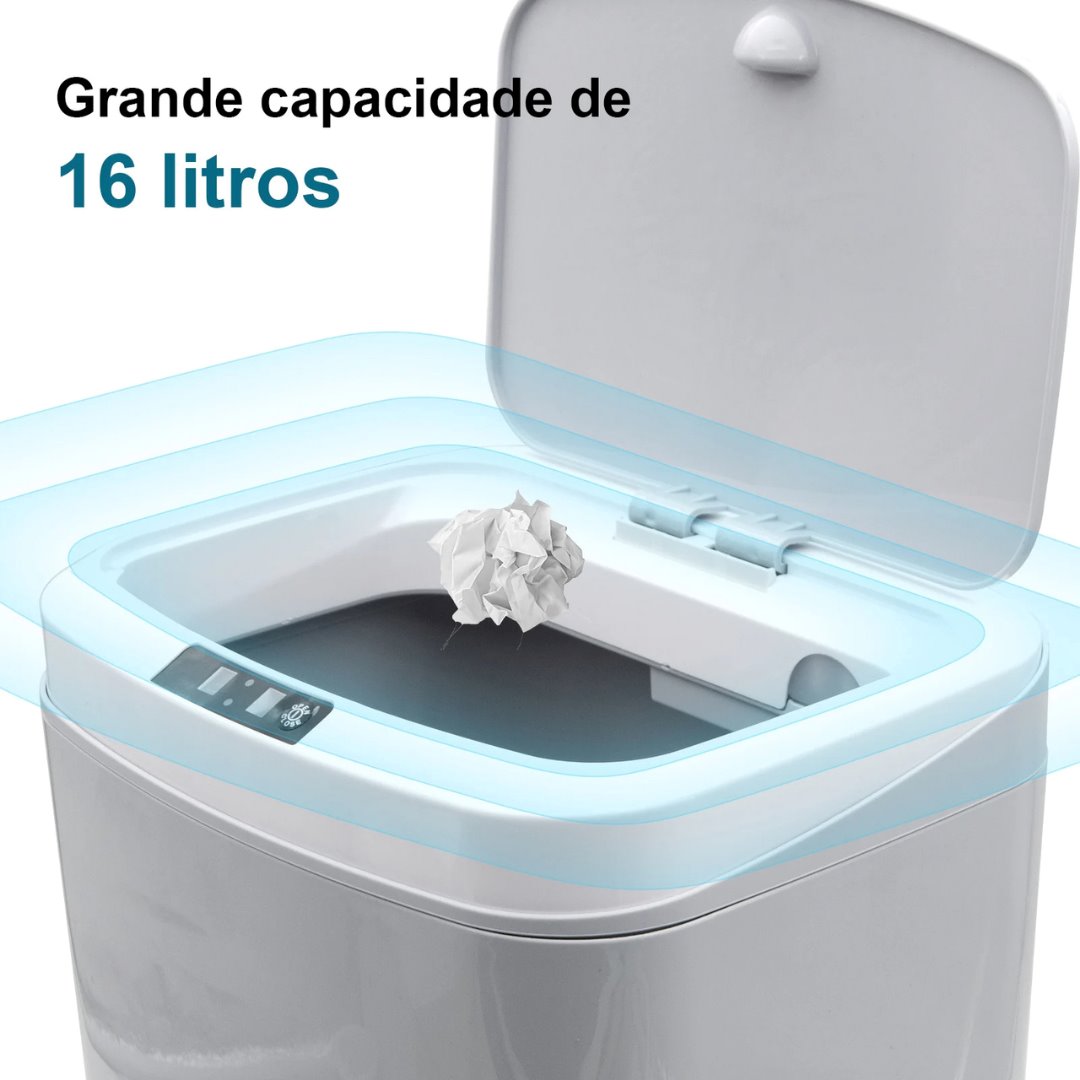 Lixeira Automática Higiênica Silenciosa de 16L Acessórios Banheiro052 Vitrine das Torneiras 