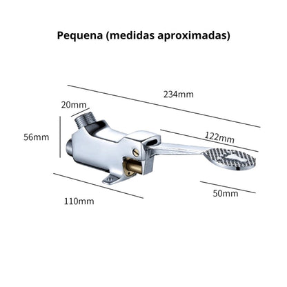 Pedal de Torneira em Cobre Antiferrugem – Modelo Hospitalar e Laboratorial com Válvula de Água Fria Única Acessório004 Vitrine das Torneiras P (23.4cm x 5.6cm) 