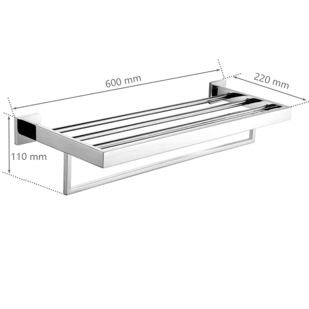 Toalheiro para Banheiro em Aço Inoxidável - Cromado - 60cm Acessórios Banheiro027 Vitrine das Torneiras 