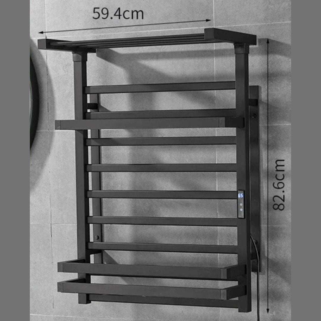 Toalheiro Termostático com Aquecedor 12 Andares com Display 220V - Preto Toalheiro008 Vitrine das Torneiras 