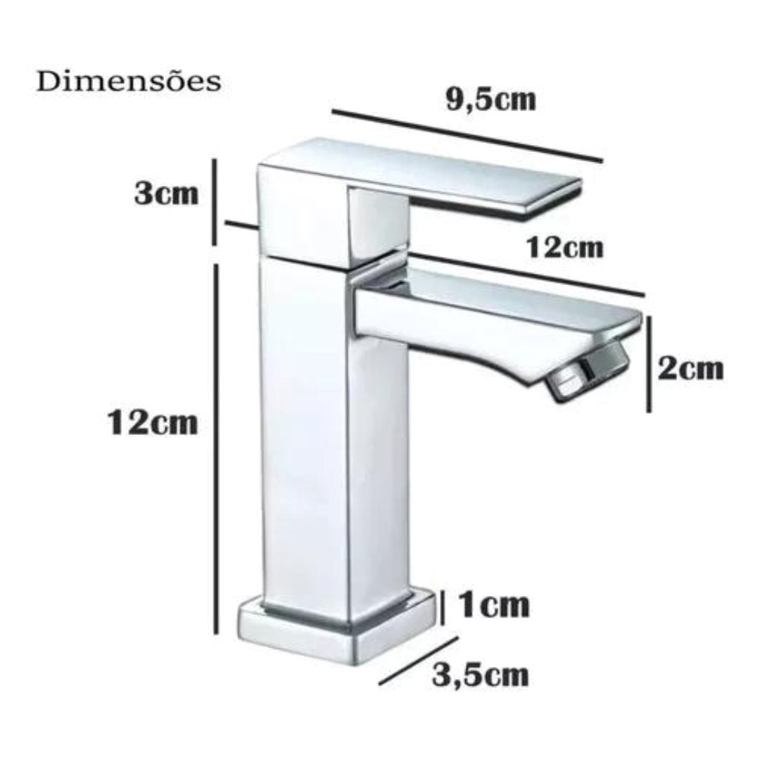 Torneira De Banheiro Lavabo Luxo Metal Cromada Moderna Inox Banheiro035 Vitrine das Torneiras 