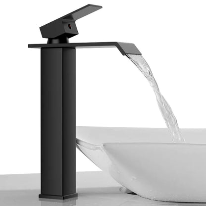 Torneira Luxo Monocomando Estilo Cascata para Banheiro Preta Banheiros e Lavabos061 Vitrine das Torneiras 