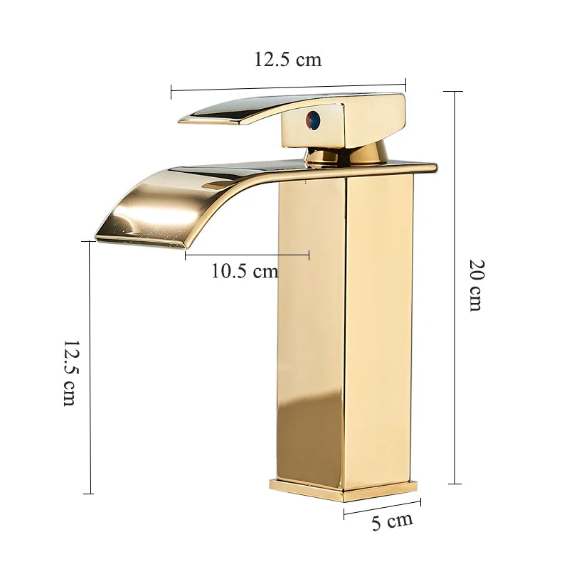 Torneira Misturador Cascata Monocomando Curvada Luxo Dourada Vitrine das Torneiras 