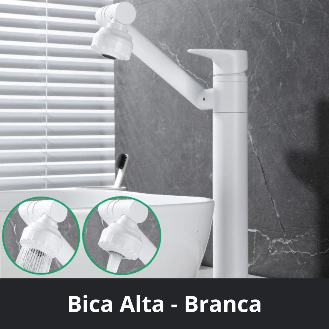 Torneira Monocomando Inox Contemporânea - Modelo Cerâmico Banheiro012 Vitrine das Torneiras Bica Alta Branco 