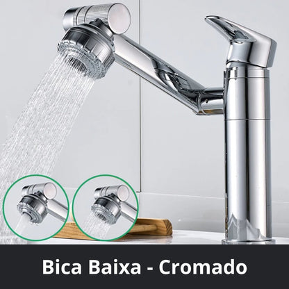 Torneira Monocomando Inox Contemporânea - Modelo Cerâmico Banheiro012 Vitrine das Torneiras Bica Baixa Cromado 