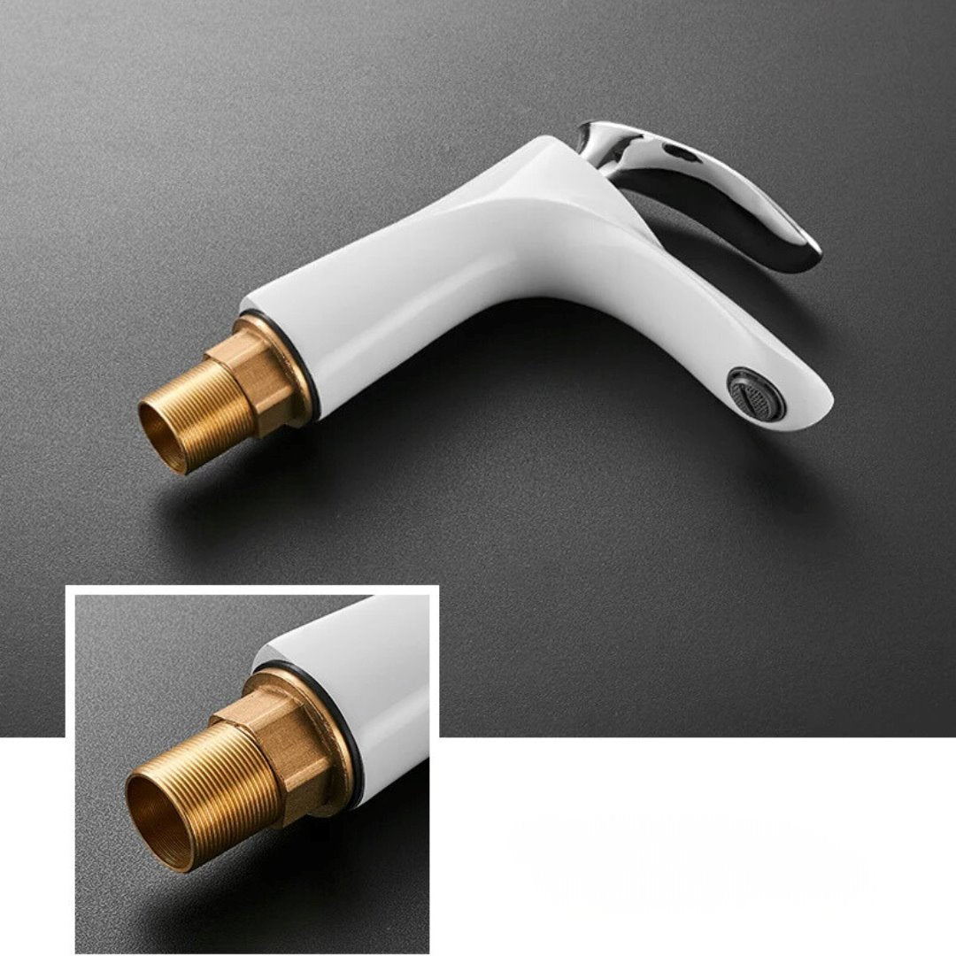 Torneira Monocomando Luxo Para Banheiro com Cascata 220V Branco com Cromado Banheiros e Lavabos093 Vitrine das Torneiras 