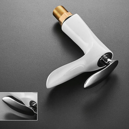 Torneira Monocomando Luxo Para Banheiro com Cascata 220V Branco com Cromado Banheiros e Lavabos093 Vitrine das Torneiras 