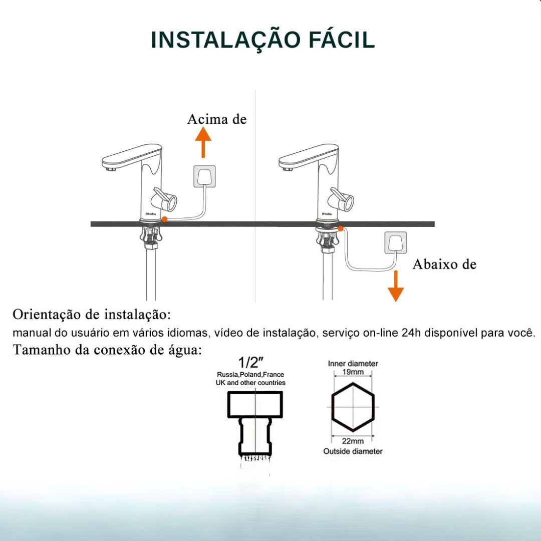 Torneira Quente Instantânea Digital 3200W - Água Quente Sem Espera Acessórios Banheiro033 Vitrine das Torneiras 